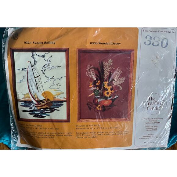 The creative circle 330 Wooden duck decoy crewel embroidery kit - Picture 2 of 4